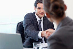 Manager interviewing a female applicant